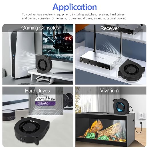 Wathai 60mm Computer Case USB Blower Fan 5V Variable Speed Controller 6015 | 2 ni 1 Small Blower Fan for Receiver DVR PlayStation Xbox Computer Cabinet Cooling 2 Pack