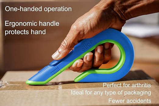 Slice Box Cutter, Heavy Duty Utility Knife, Safe Ceramic Blade Lasting 11x Longer than Metal, Blue, 1 Pack