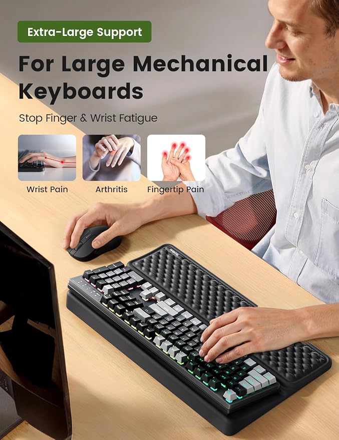 Vaydeer Extra-Large Keyboard Wrist Rest, Ergonomic Keyboard Stand with Wrist Rest, Ergonomic Keyboard Riser with Soft Memory Foam Cushion for Typing, Gaming, Home Office, Carpal Tunnel Pain Relief