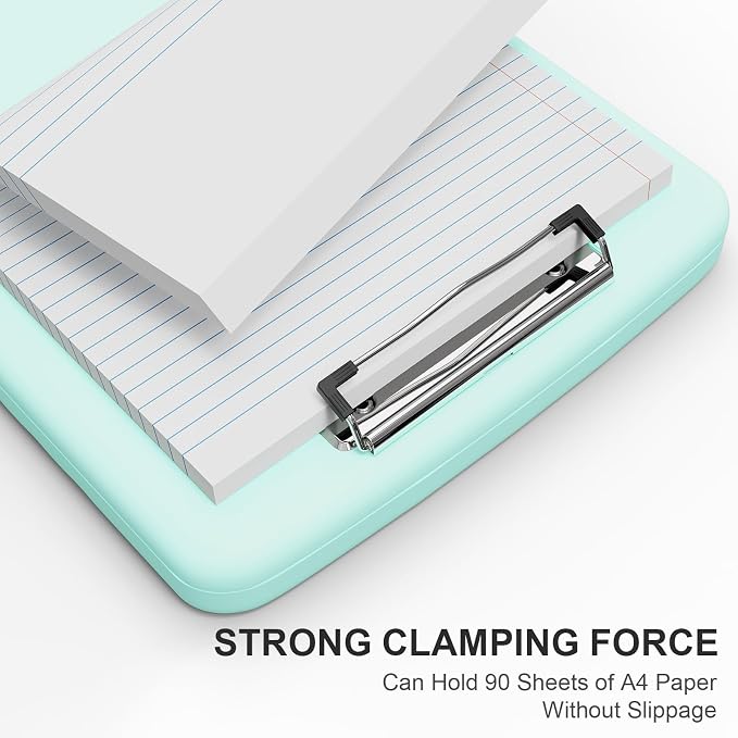 Plastic Clipboard with Storage, 8.5 x 11 Storage Organization Box Side-Opening, Heavy Duty Clip Board with Pen Holder and Paper Folder for Nurses, Teachers, Office & School Supply, Light Blue