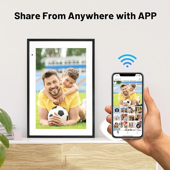 Digital Picture Frame, 10.1 Inch Digital Photo Frame with 1280 * 800 HD IPS Touch Screen, Smart Digital Frame Built-in 32GB Memory, Auto-Rotate Easy Setup Share Photos & Videos via AiMOR App