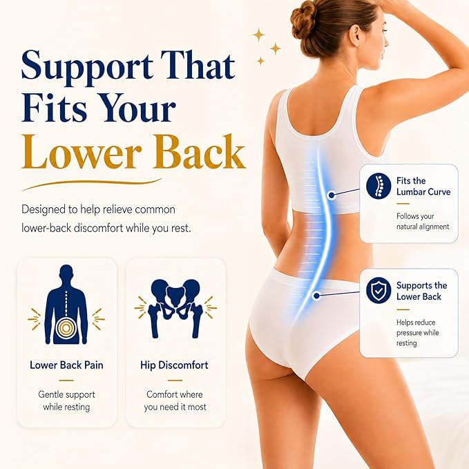 vamorry Lumbar Pillow for Sleeping, Lumbar Support Pillow for Bed for Back Pain Relief, Memory Foam Lower Back Pillow for Bed, Back Support Pillow for Side & Back Sleepers, Washable Cover