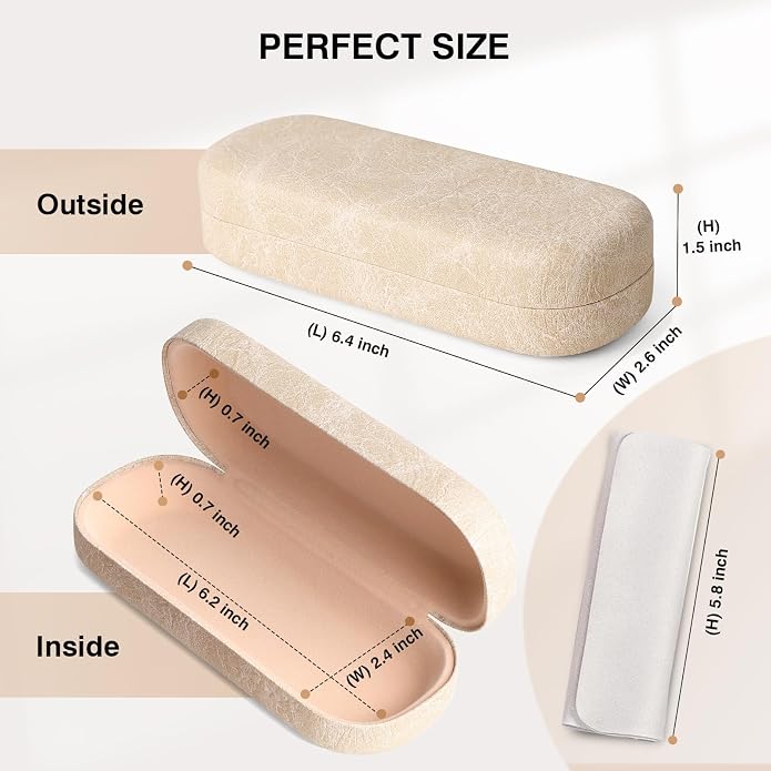 Marvolia Glasses Case Large Hard Shell Eyeglasses Case PU Leather Protective Case for Sunglasses Eyeglasses