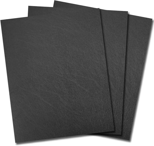 Binditek 100 Pack 16 Mil Leather-Textured Heavyduty Polycovers, Plastic Binding Presentation Covers, Letter Size, 8-1/2 x 11", Square Corners, Un-Punched, Black