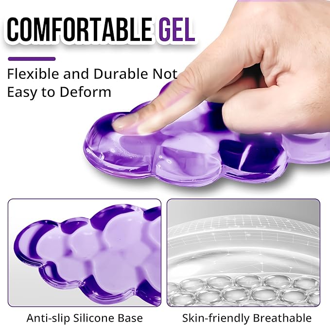 Keyboard Wrist Rest Set — Ergonomic Cloud Wrist Rest Keyboard and Mouse Pad, Non-Slip Desk Accessories for Office and Home（Purple）