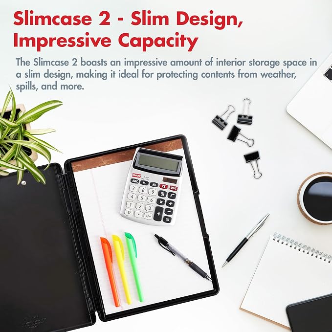 Dexas Slimcase 2 Plastic Clipboard with Storage and Side Opening,Black,Office Supplies Clipboards to Organize,Carry and Store,A4 Holder,Style-and Functionality Nursing Clipboards,(Pack of 6)
