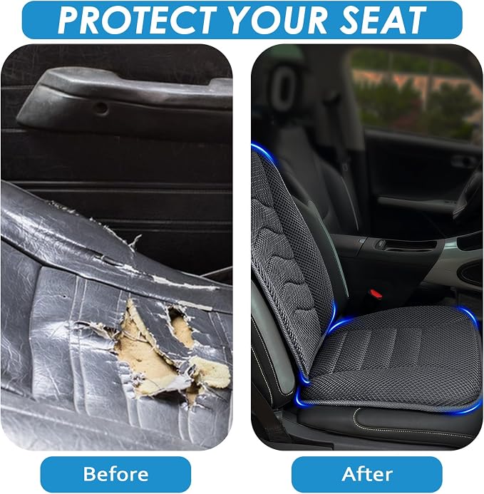 AEROiVi Car Seat Cushion with Back Support Pillow Breathable Mesh Non-Slip | Lumbar Support Car Seat Cushion for Long Sitting Comfort Seat Protector Pad Works with Truck SUV Quick Drying Washable