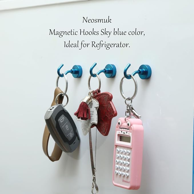 Neosmuk Magnetic Hooks, Heavy Duty 30lb+ Strong Magnet Hook for Cruise Cabins, Cruise Essentials 2026 for Hanging, Metal Wall Refrigerator Hangers (RoyalBlue, 15 Pack)