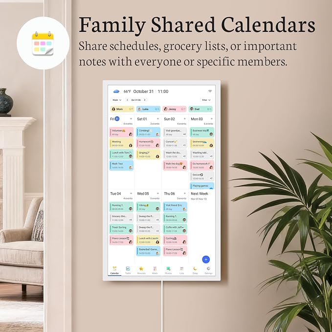 BSIMB 32 inch Digital Calendar Wall Touch Screen, Family Schedule Smart Calendar Interactive Display, Streamline Household Organization, Electronic Planner Wall Mountable in Portrait Landscape