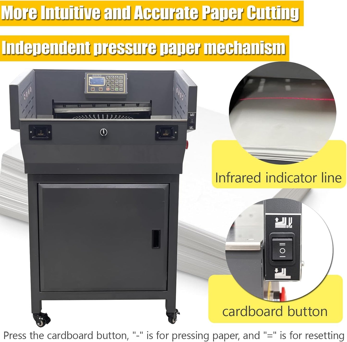 TECHTONGDA 110V Electric Paper Cutter Automatic Cutting Paper Machine with Extra Knife Pad, Heavy Guillotine Paper Cutter 3.15in Cutting Thickness, 19.3" Cutting Length