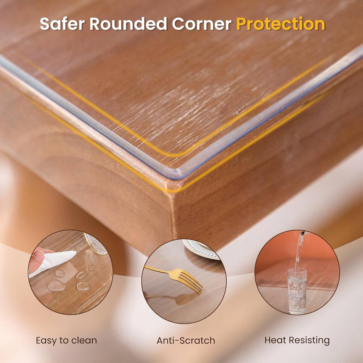 Clear Table Cover Protector, 24 x 96 Inch Table Protector for Dining Room Table, 1.5mm Thick Clear Plastic Table Cover, Pad Mat for Kitchen, Writing Desk Pad for Desktop
