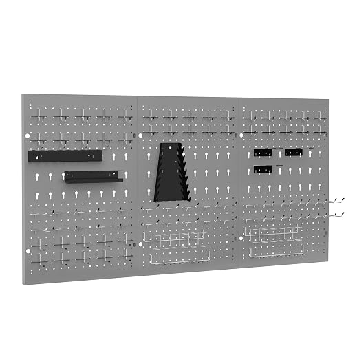 Metal Pegboard Wall Organizer 3 Packs Metal Pegboard Kit with 115 PCS Hooks Pegboard Panels Tool Organizer for Garage,Warehouse,