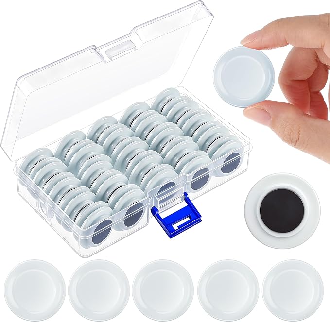 Outus 45 Pieces White Round Whiteboard Magnets 3 cm Refrigerator Magnets Dry Board Mini Fridge Teacher Supplies for Home Offices
