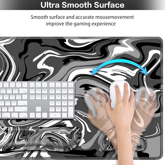 4 in1 Desk Mat Black, Large Gaming Mouse Pad with Wrist Rest, | XXL Mousepad+Keyboard Wrist Rest+Mouse Pad Wrist Support+Cup Coaster Ergonomic Computer Desk Arm Wrist for Decor Office Women