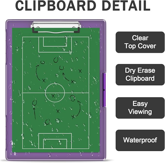 Rimilak Clipboard with Storage,8.5x11 2 Compartment Clip Board, Dark Purple | Smooth Writing, Side-Opening Plastic Folder with Pen Holder, Size 13.3 x 9.4 x 1.5″,for Classroom, Teacher, Student