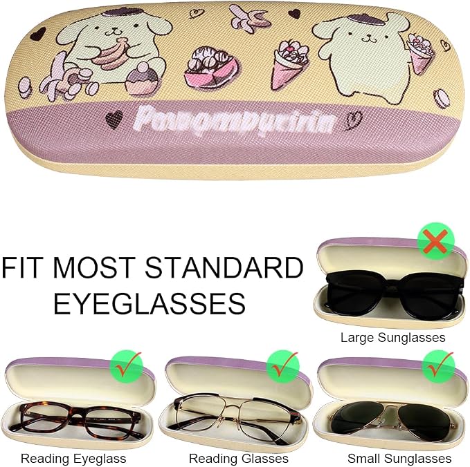 ADBGV Cute Stylish Hard Shell Eyeglasses Cases Protective Case Storage Box With Glasses Cloth Eyeglass Strap for Girl Teen