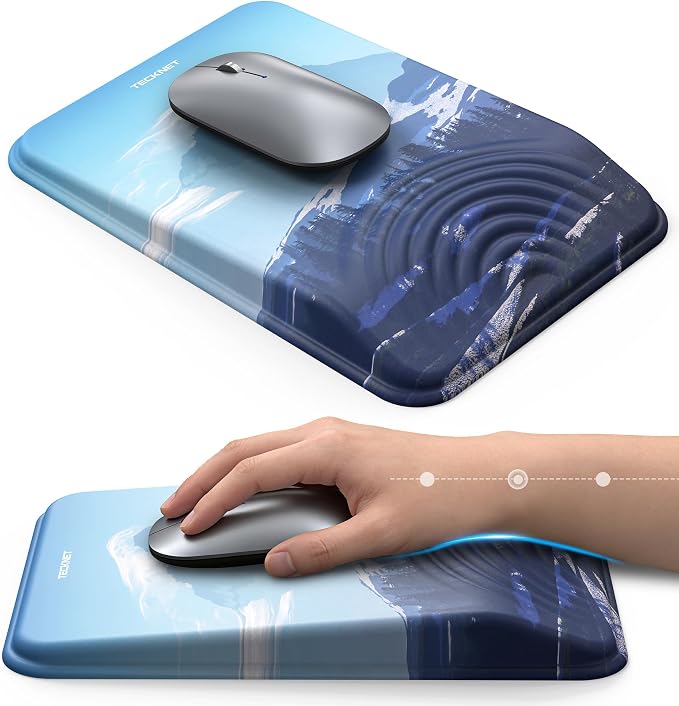 TECKNET Ergonomic Mouse Pad with Wrist Rest, Comfortable Relieves Pain | Built-in Memory Foam and Ergonomic Slope Design Relieves Carpal Tunnel Syndrome Pain, Mousepad for Office Gaming