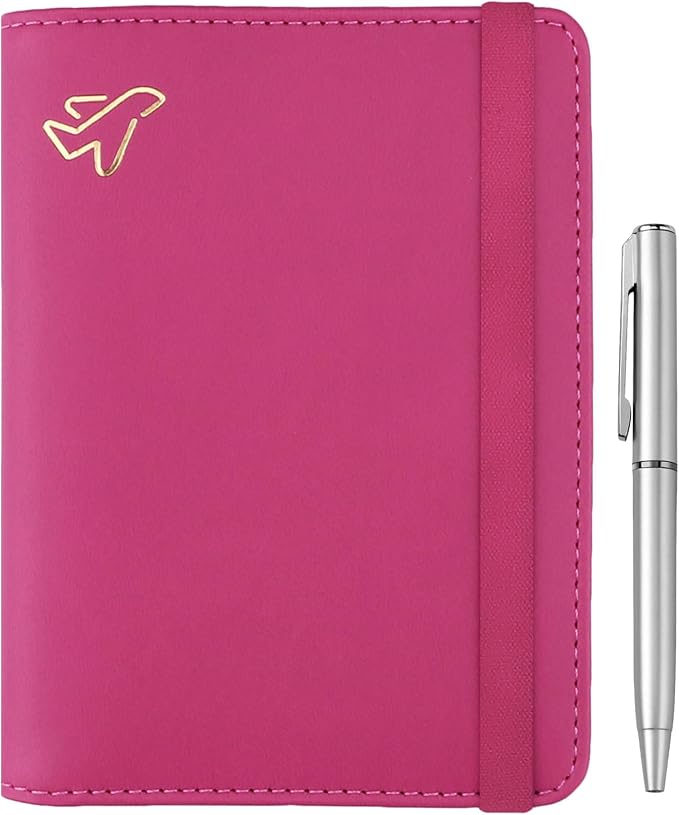 WALNEW Passport Holder for Travel, RFID Passport Cover Wallet for Women Men, PU Leather Passport Book Card Holder Case with Pen, Travelling Essentials for Flying | PU Leather Passport Cover Case with Pen Holder, Travel Must Haves Accessories, Passport ...
