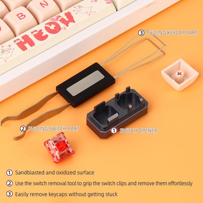Keyboard Lube Kit with Switch Opener, Keycap Puller Stainless Steel Key Removal Tool Keycaps Remover for Mechanical Keyboard