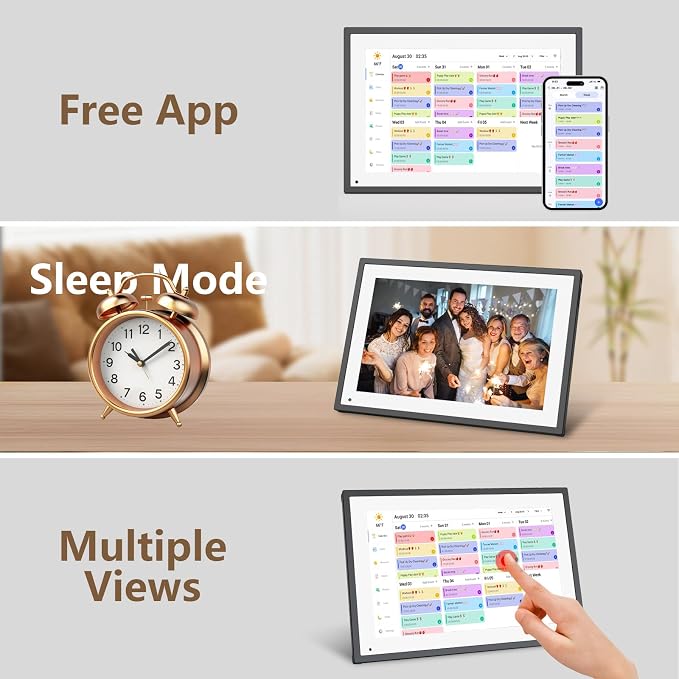 10.1 inch Digital Calendar & Chore Chart,Smart Touchscreen Interactive Display for Family Schedules, Digital Photo Frame Functon, Great for Organizing Your 2026 Calendar