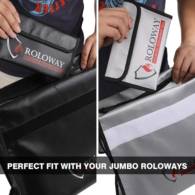 Small Fireproof Bag (5 x 8 inches), Non-itchy Fireproof Money Bag for Cash, Valuables, Passport, Currency & Keys (2-Pack)