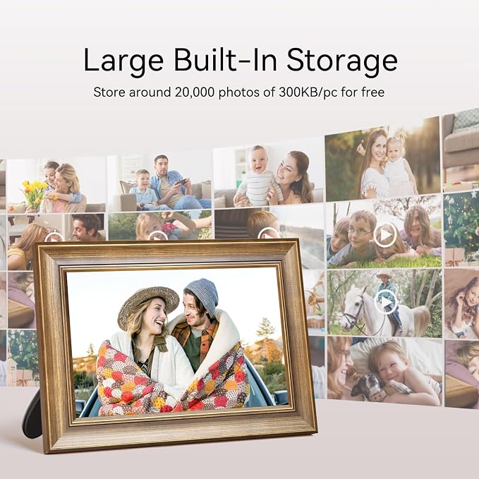 10.1 Inch WiFi Digital Picture Frame, Smart Digital Photo Frame with 1280x800 IPS HD Touchscreen, Instant Wireless Photo & Video Sharing via App, Electronic Picture Frame for Family