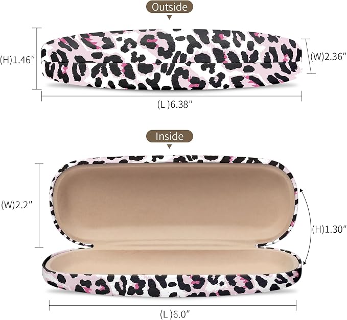 Glasses Case Hard Shell, Leather Protective Case for Sunglasses with Cleaning Cloth, Cute Eyeglass Cases for Women