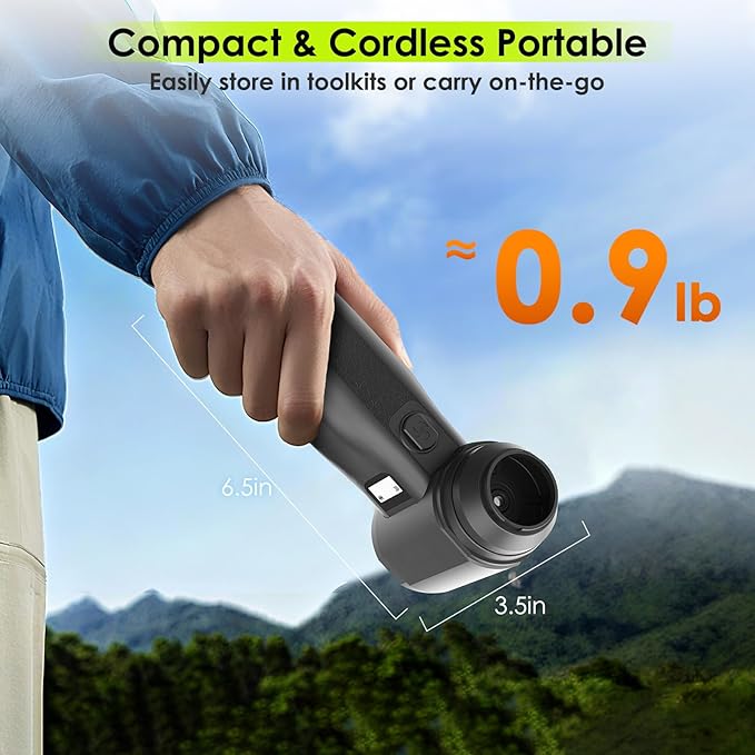 Electric Compressed Air Duster, 300,000RPM Cordless Air Blower for Dust Removal, Duster/Vacuum 2-in-1 with 10 Speeds, 20000mAh Rechargeable & 5 Nozzles Dust Blower for PC, Keyboard, Car, Outdoor