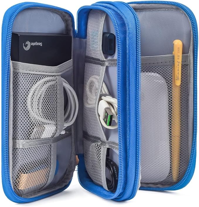 CAOODKDK Electronics Accessories Organizer Pouch, Electronic Organizer Travel Case Cable Organizer for Cable, Charger, SD Card, Business Travel Gadget Bag (Blue)