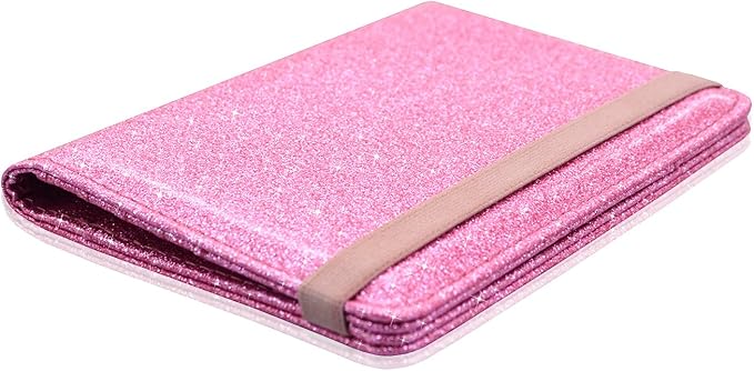 ACdream Passport Holder Cover, Leather Travel Wallet Case, RFID Blocking Document Organizer Protecrtor, with Slots for Credit Cards, Boarding Pass, for Women and Men, Glitter Pink