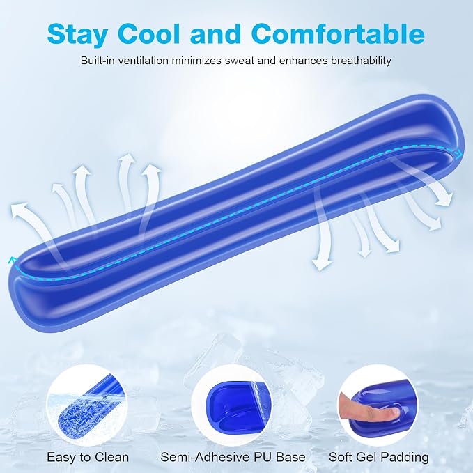 Gel Wrist Rest Mouse Pad Set, Ergonomic Support for Office Gaming | Ergonomic Keyboard and Mousepad with Wrist Support,Cooling Comfort, Non-Skid Base, Easy Clean, for Home and Work Desk Blue