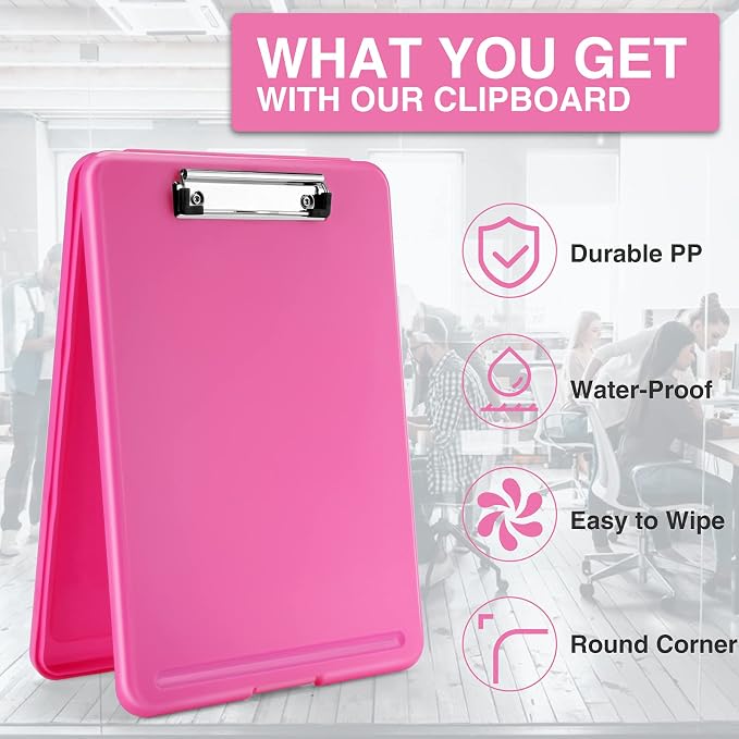 Sooez Clipboard with Storage, Plastic Nursing Clip Board, 8.5" x 11", Work | Sturdy Clipboards Foldable, Cute Hanging Clip Board Case, Teacher, Classroom Must Haves, Office School Supplies, Women & Men