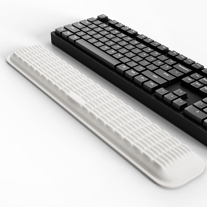 MEKASS Keyboard Wrist Rest, Soft Memory Foam Wrist Support, Keyboard Hand Rest Pad for Wrist Pain Relief, Keyboard Wrist Guard for Long Hours of Work, Gaming, Studying（White）