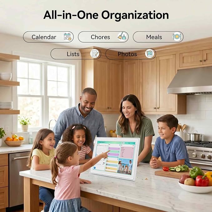 12.3" AI Digital Calendar, Smart Family Calendar Wall Touch Screen, Auto Sync with Google, iCloud & Outlook, Digital Wall Planner, Voice & Video Calling, Shared Tasks & Lists, Weather & Photo Frame