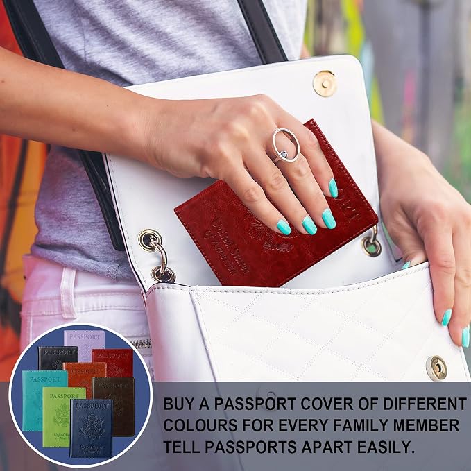 TIGARI Passport Holder for Travel Women Men, Valentines Day Gifts PU Leather Wallet Cover Case Sleeve, Waterproof Protected Document Organizer, Vacation Plane Cruise Travel Essentials