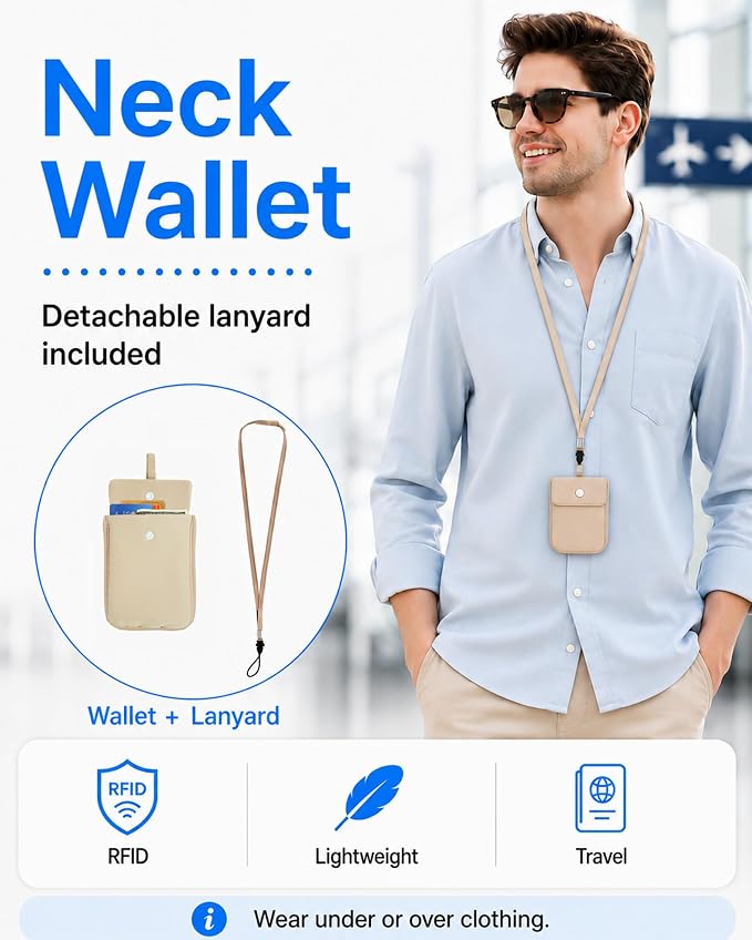 RFID-Blocking Travel Bra Wallet, Hidden Money Pouch with Elastic Strap | Ideal Secret Pocket to Protect Your Credit Cards, Cash and Valuables Under-Clothes, Nude, Bamneat