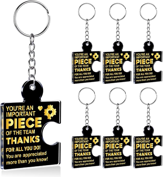 Team Appreciation Gifts Bulk Thank You Keychains for Coworkers | Gift Set for Employee, Staff, Teachers, Teamwork Puzzle Piece Keyring, Acrylic