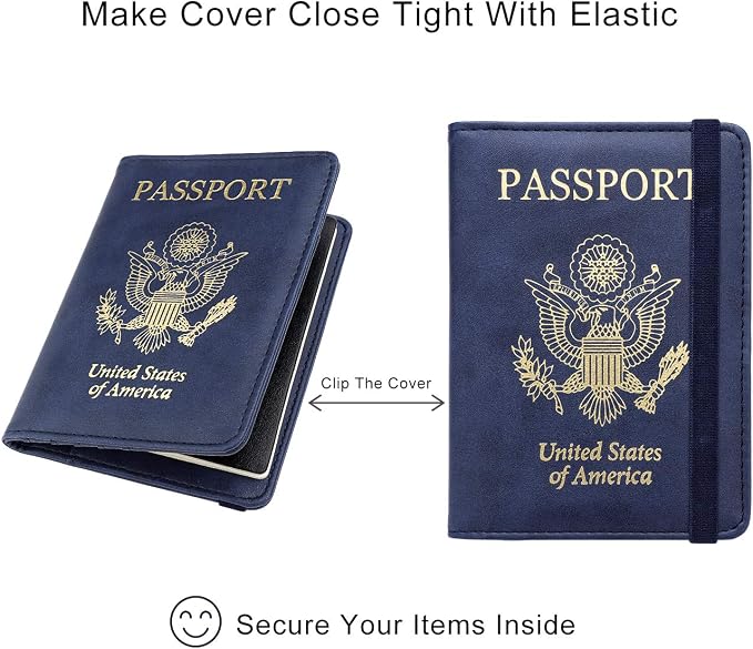 WALNEW Passport Holder for Travel, RFID Passport Cover Wallet for Women Men, PU Leather Passport Book Card Holder Case with Pen, Travelling Essentials for Flying | PU Leather Passport Cover Case with Pen Holder, Travel Must Haves Accessories, Passport ...