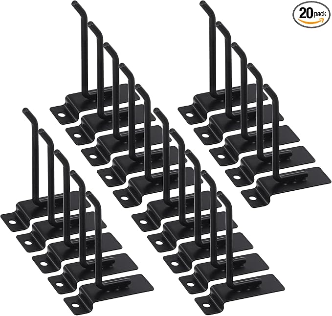 Swpeet 20Pcs 4 Inch Heavy Duty Slatwall Hooks Assortment Kit, Slatwall Accessories Slatwall Panel Hooks Garage Organization Slat Wall Hooks Pegboard Gridwall Hooks Display Hooks for Retail Black