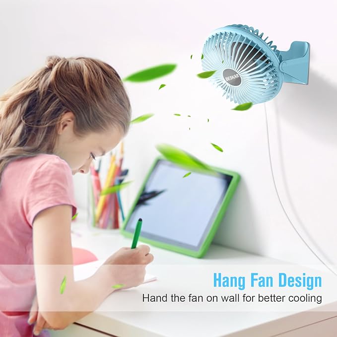 BESKAR USB Small Desk Fan, Portable Table Fans with 3 Speeds Strong Airflow | Quiet Operation and 360°Rotate, Personal Cooling Fan for Home, Office, Bedroom, 3.9 ft Cord
