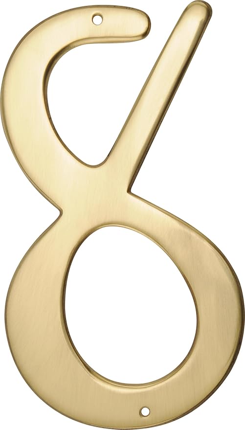HIllman 847050 4-Inch Nail-On Traditional Solid Brass House Number 8