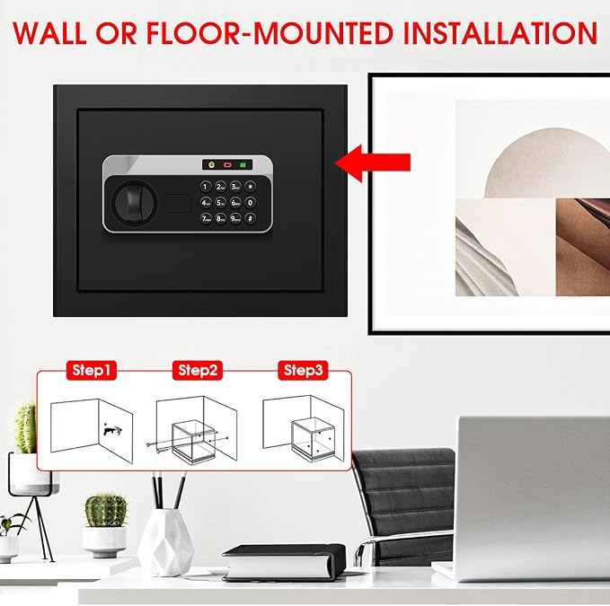 1.8 Cuft Safe Box Fireproof Waterproof, Small Safe for Home Use Fire and Water Proof with Combination Lock, Alarm System and Removable Shelf, Digital Anti-Theft Fireproof Safe For Home Document