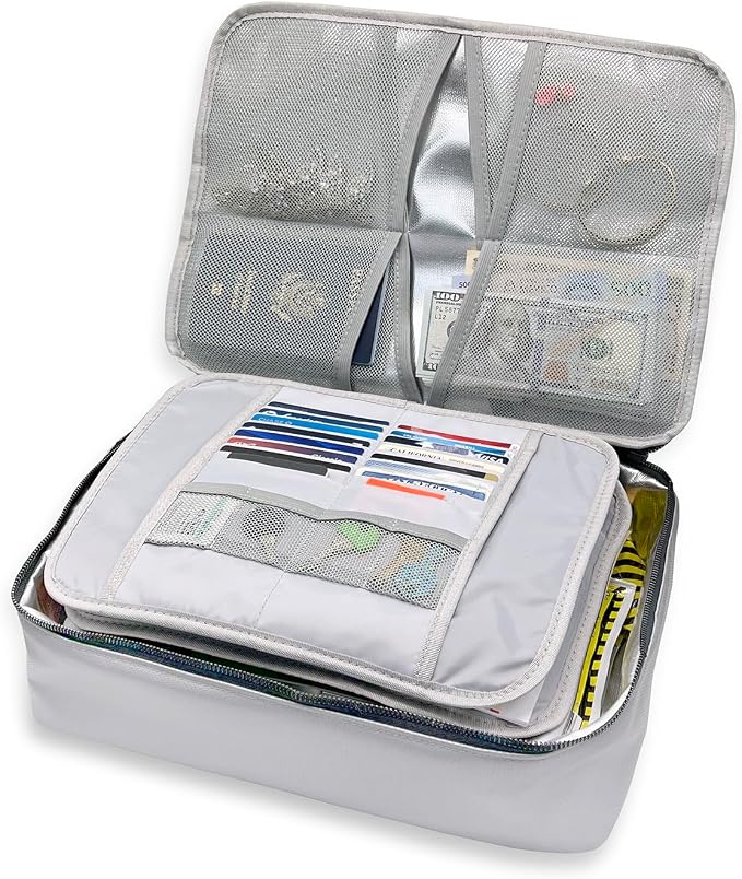 Fireproof Document Box - UL 94 V-0 & NFPA 701 | 1832F SGS Certified | Water-Resistant Emergency Box with Secured Lock | Silicone Coated Fiberglass