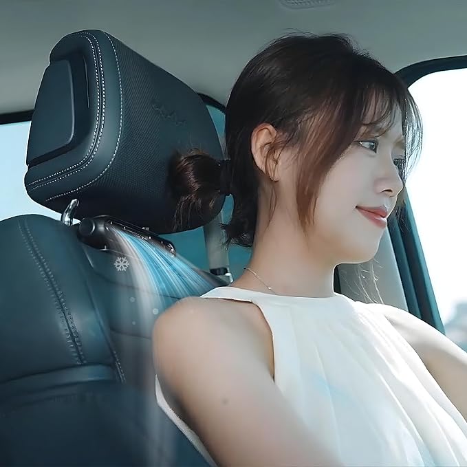 2026 Car Headrest Fan, Invisible Car Seat Cooling Fan, USB Backseat Fan Portable Vehicle Design with 3 Adjustable Wind Speeds for Most Cars Vehicle Jeep Van RV Truck