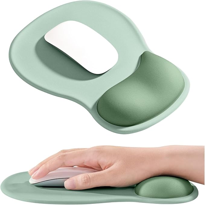 EooCoo Mouse Pad with Gel Wrist Rest, Ergonomic Mousepad Wrist Alignment | Middle Concave Design for Natural Wrist Alignment, Non-Slip Base Mousepad, Carpal Tunnel Relief, Office Desk Accessories