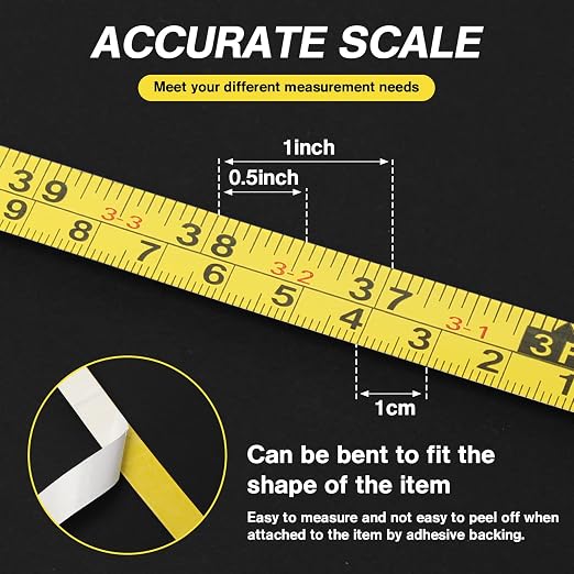 2 Pack Steel Self-Adhesive Measuring Tape Right to Left Reading, 78 Inches/200cm Imperial and Metric Ruler Tape, Workbench Ruler Adhesive Sticky Tape Measure for Woodworking Saw Drafting Table, Yellow