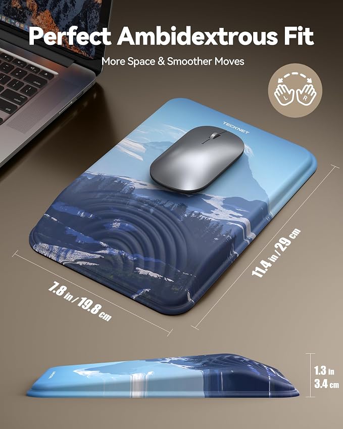 TECKNET Ergonomic Mouse Pad with Wrist Rest, Comfortable Relieves Pain | Built-in Memory Foam and Ergonomic Slope Design Relieves Carpal Tunnel Syndrome Pain, Mousepad for Office Gaming