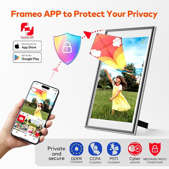 Frameo Digital Picture Frame 12.7'' 64GB Photo Frame, 1440 * 1080P IPS Touch Electronic Picture Frame, Auto-Rotate Tabletop&Wall Mounted,USB&SD Card, Sharing Photos/Videos via Free App from Anywhere
