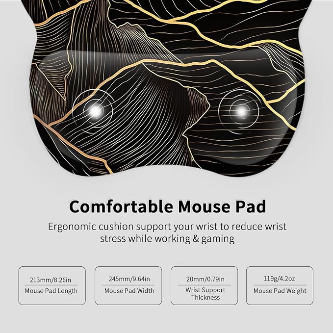 EooCoo Ergonomic Mouse Pad with Wrist Rest, Memory Foam Support Mousepad | Non-Slip Base for Computer, Cafe, Home & Office, 9.64 x 8.26 in Office Desk Accessories, Carpal Tunnel Relief