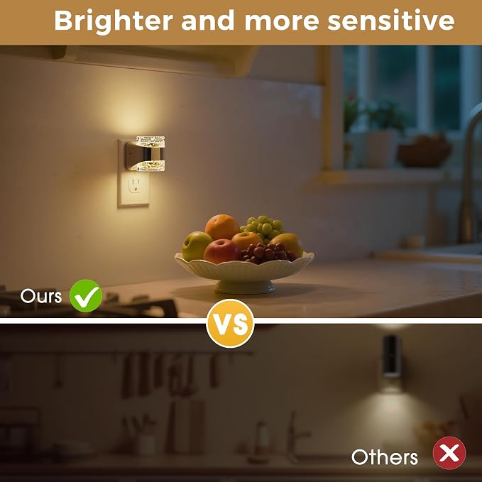 L LOHAS LED Night Light, 2 Pack 3000K Bubble Night Lights Plug into Wall, Acrylic Night Lights with Light Sensor, Adjustable Brightness,Plug in Nightlights for Rooms Bathroom Hallway